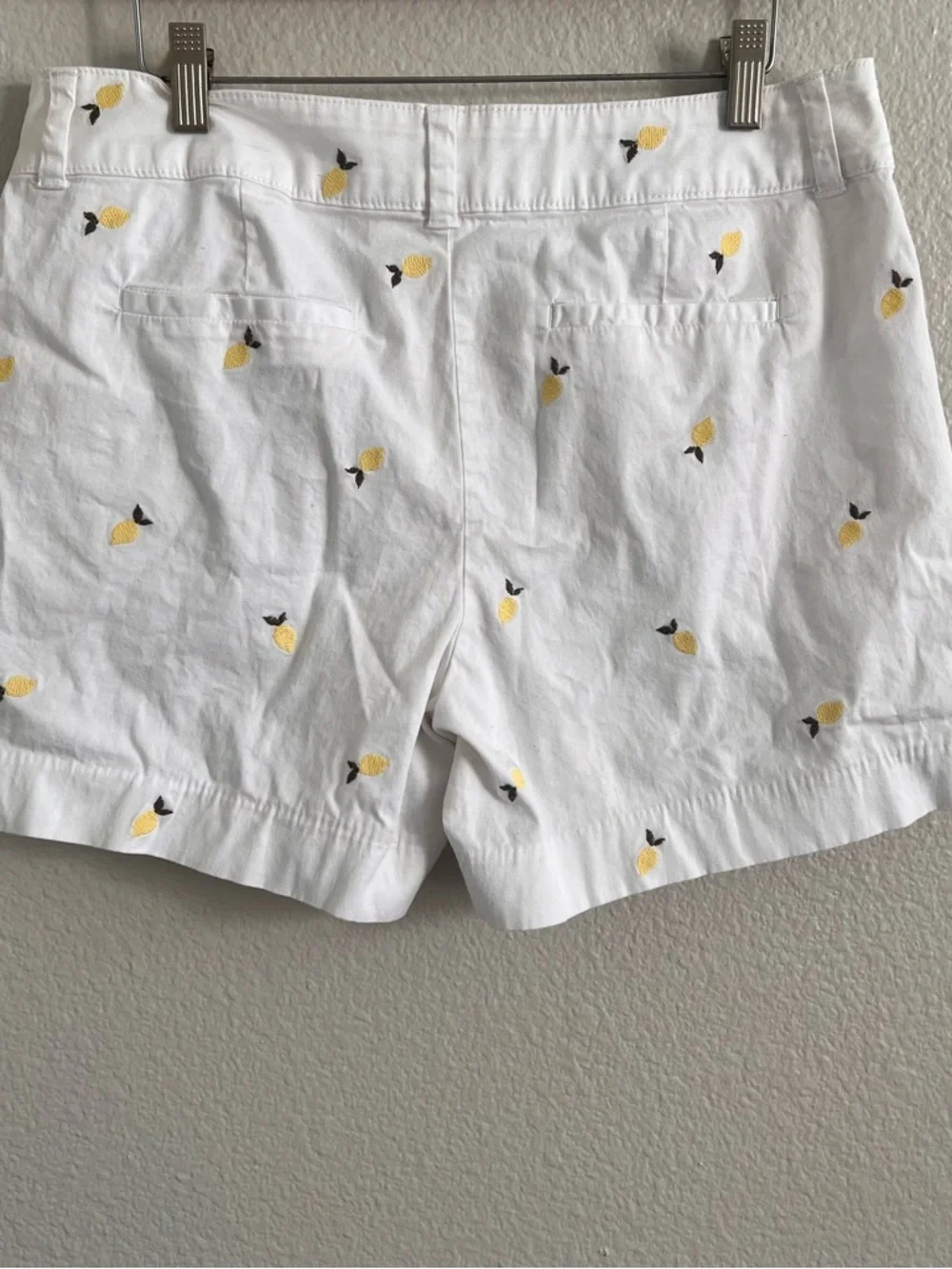 White Embroidered Lemon Women’s Shorts